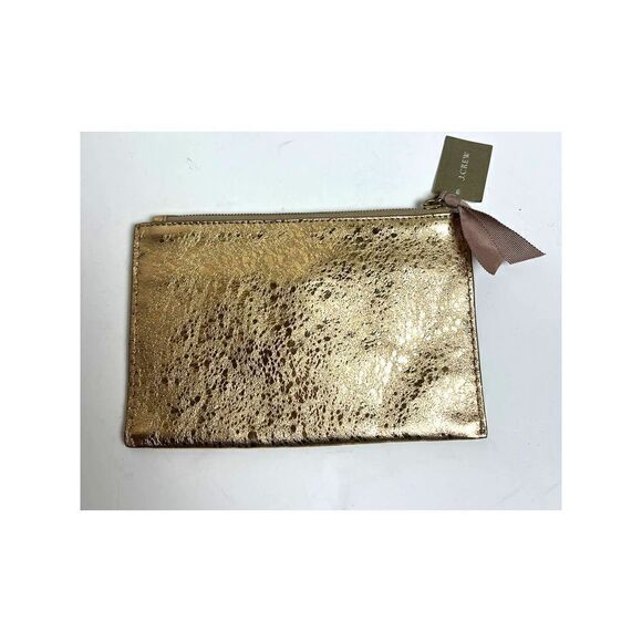 J. Crew Gold Zip Pouch NWT - Picture 1 of 3